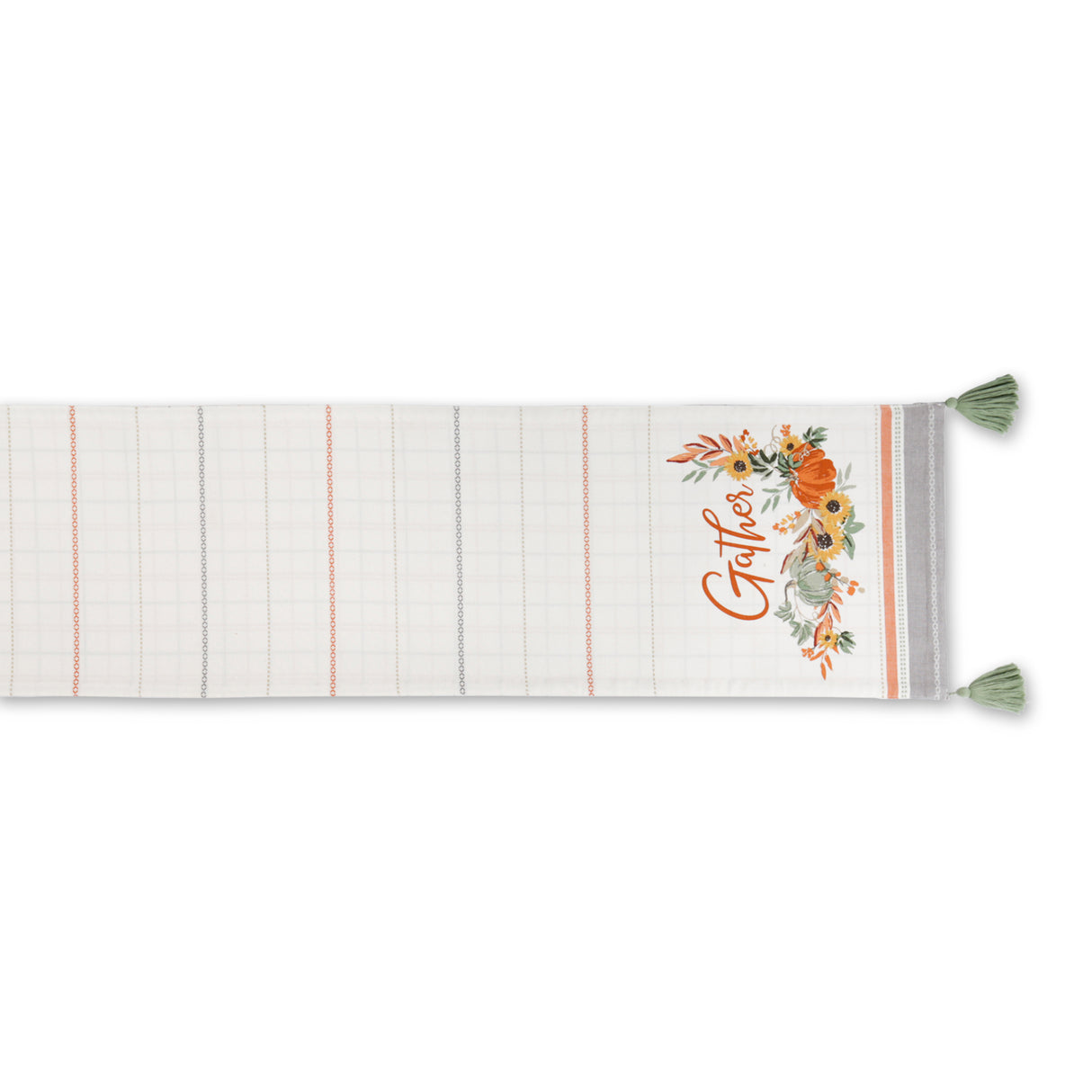 DII Reversible Autumn Table Runner, 14x72", Harvest Check