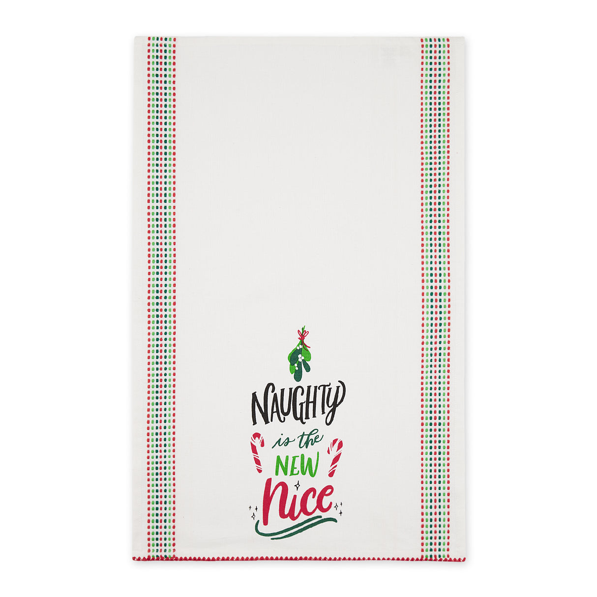 DII Christmas Printed Dishtowel Set 2 Piece, Naughty/Nice
