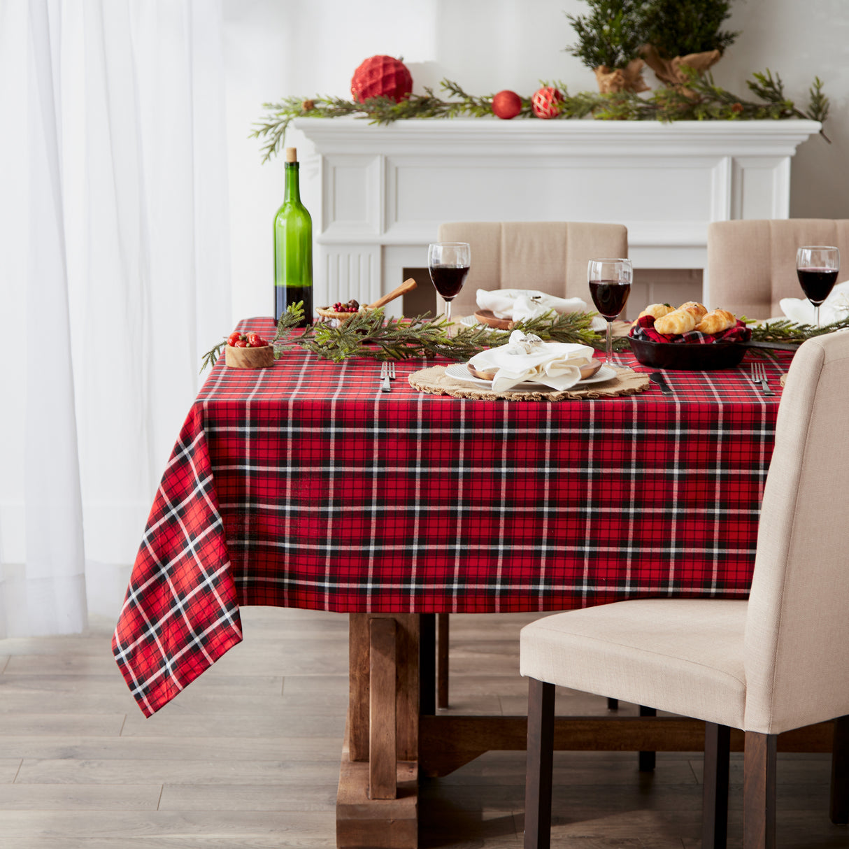 DII Glad Tidings Plaid Tablecloth 60X84