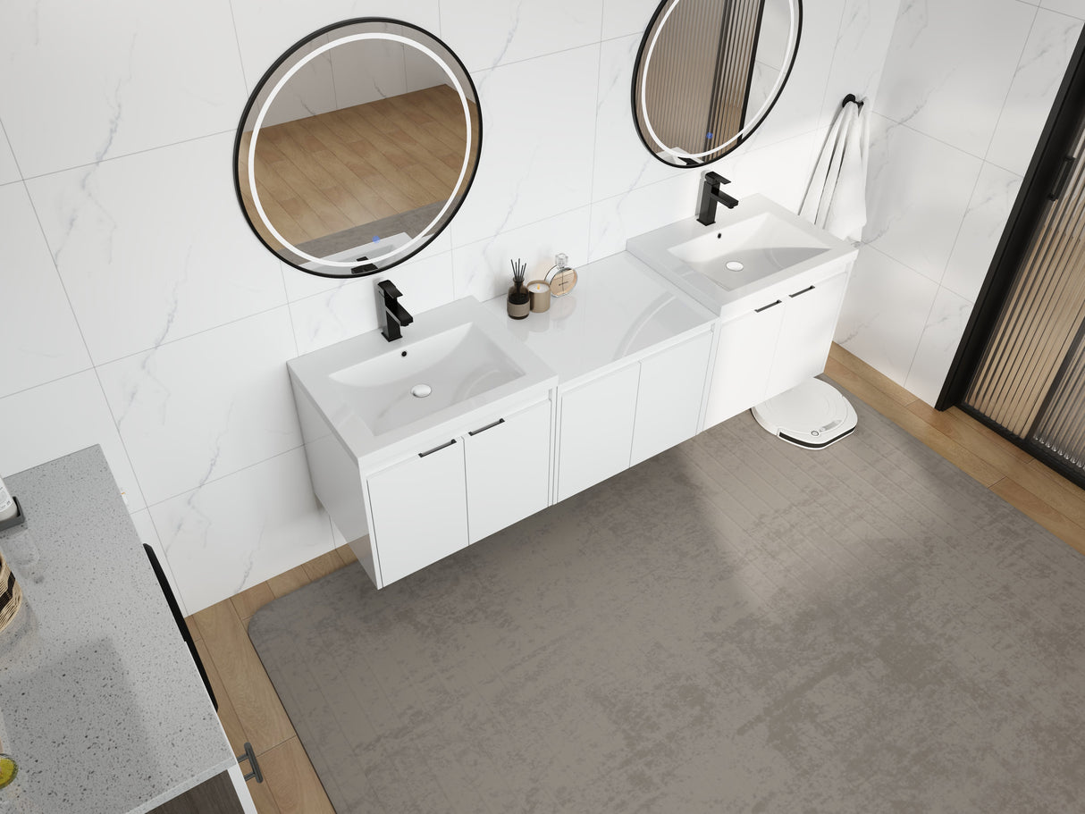72" Bathroom Vanity With Resin Sink, Soft Close Doors and 1-Side Cabinet