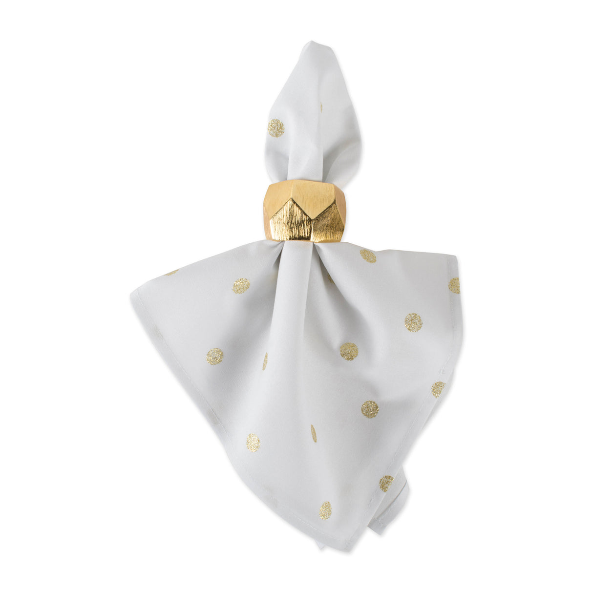 DII Metallic White/Gold Polka Dot Napkin Set/4