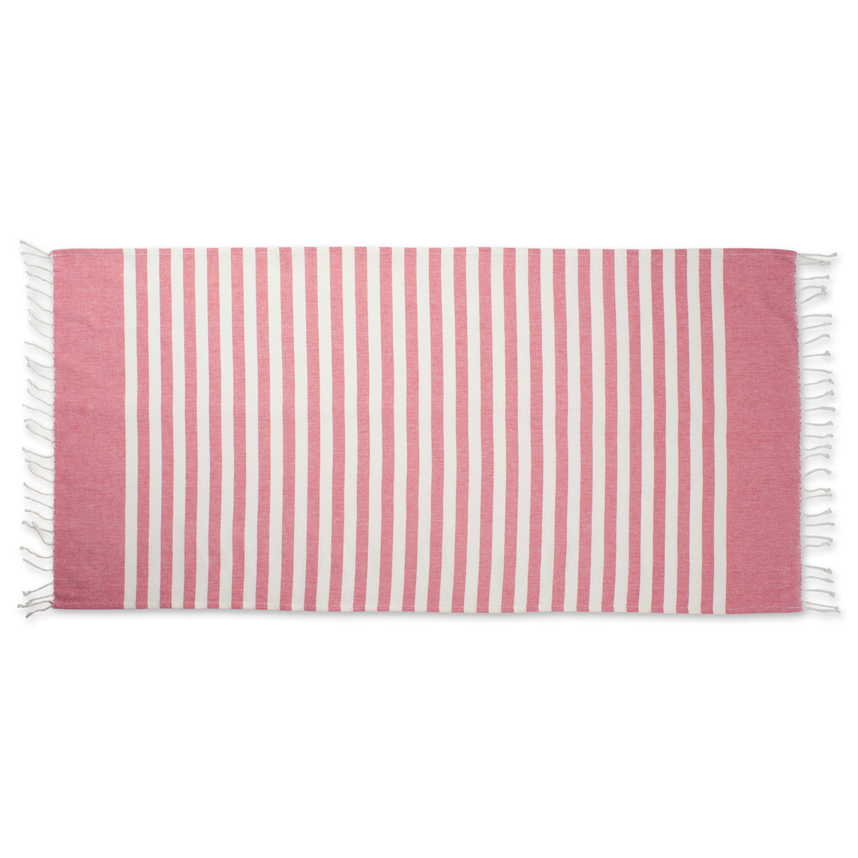 DII Stripe Fouta Towel Twisted Fringe, Coral