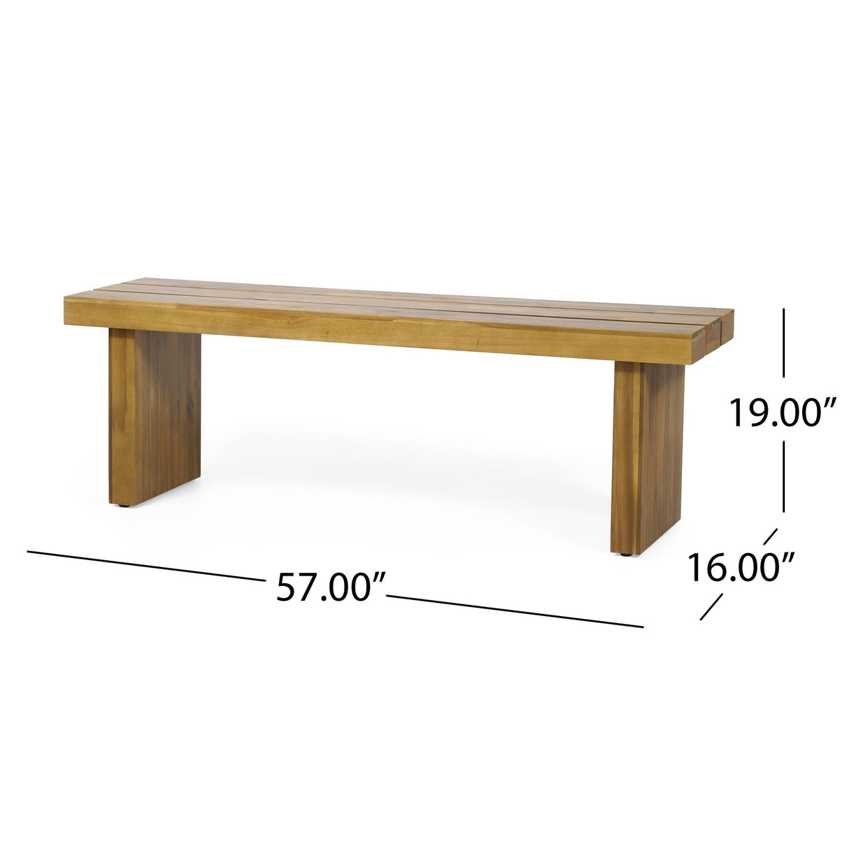 Nahanni Rustic Acacia Wood Bench with Slat Design - Natural