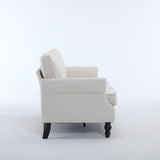 83 Inch Faux Leather Rolled Arm Sofa with Nailhead Trim