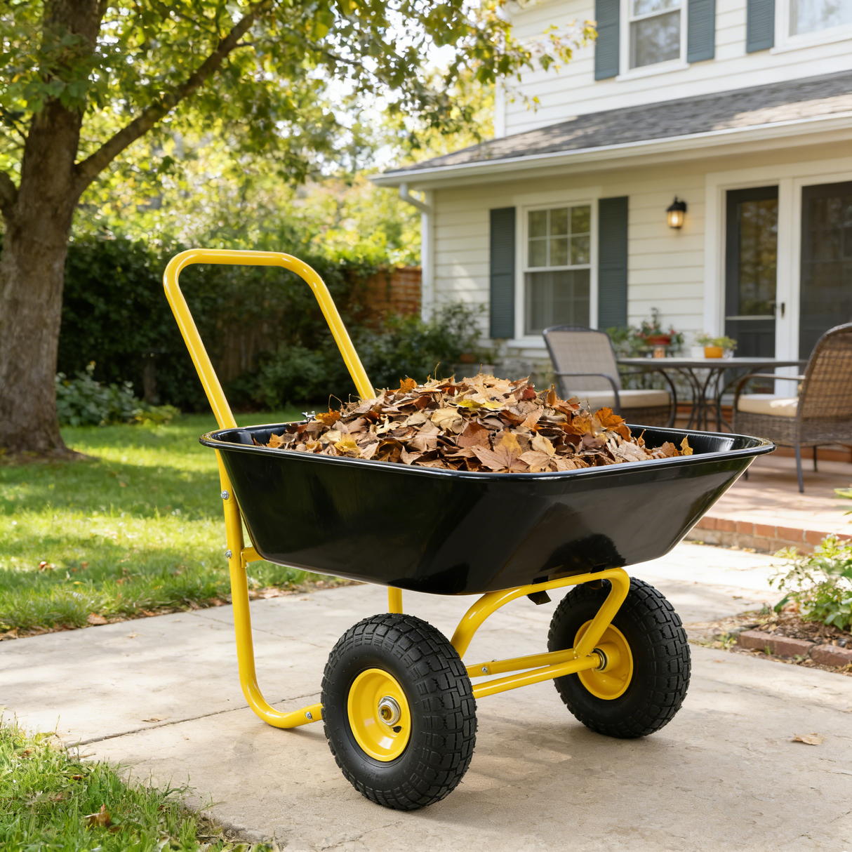 Two-Wheeled Barrow, Garden Cart with 10-Inch Pneumatic Wheels