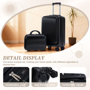 14' & 20' ABS Spinner Wheel Luggage Set with Cosmetic Case