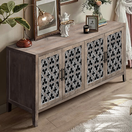 4-Door Storage Wooden Cabinet Console Table Sideboard