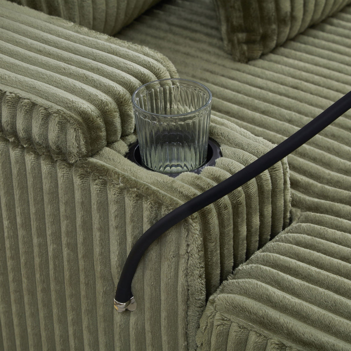 Modern Chaise Sofa With Adjustable Backrest, Cup Holders, Phone Holder & Storage Compartments For Living Room