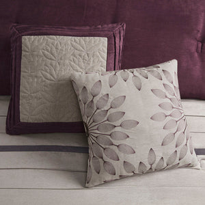 7 PC Pieced Faux Suede Comforter Set Purple Queen