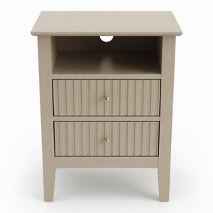 Fluted Nightstand With 2 Drawers