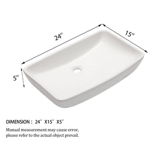 Rectangular Vessel Bathroom Sink - White