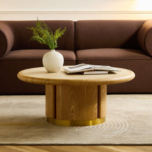 Round Coffee Table with Sturdy MDF Pedestal