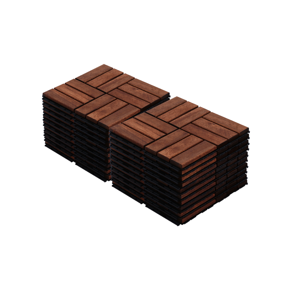 Acacia Wood Interlocking Deck Tiles - Checker Pattern