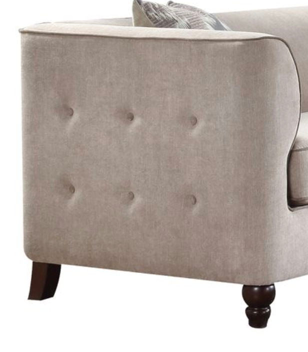 Cyndi Velvet Sofa With 2 Pillows - Tan