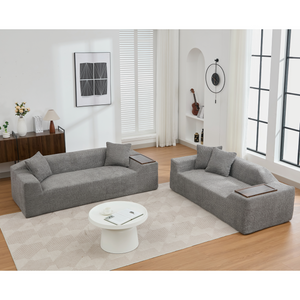 Modern 2 Piece Boucle Cloud Sofa Set