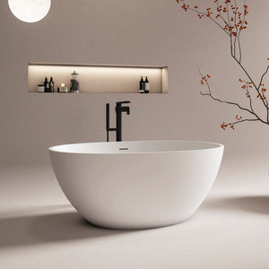 55 Inch Freestanding Solid Surface Soaking Bathtub
