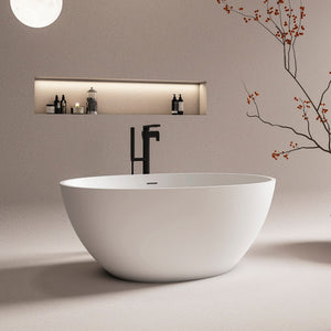 55 Inch Freestanding Solid Surface Soaking Bathtub