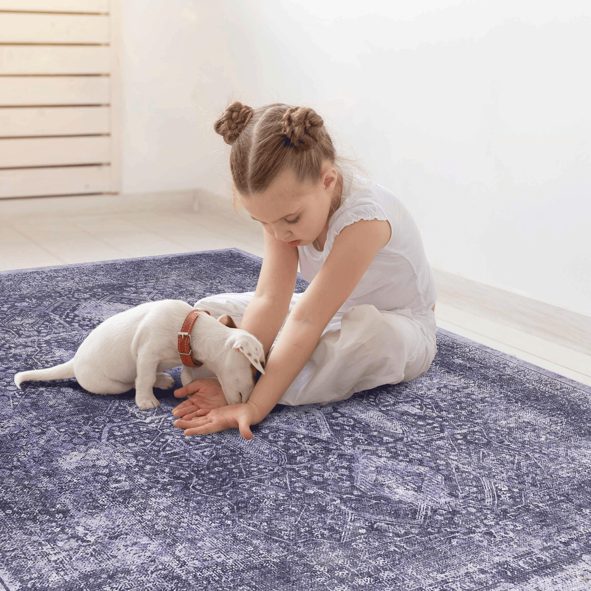 MAVAL Anthracite Washable Rug 3x5 Area Rug