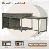 TREXM Extendable Kitchen Island with Storage