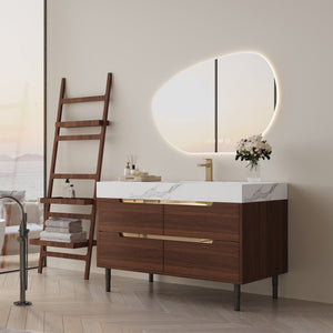 35.4" Farmhouse Free-standing Sintered Stone Bathroom Vanity with Undermount Sink