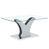 Artistic Rectangular Coffee Table With Tempered Glass Countertop