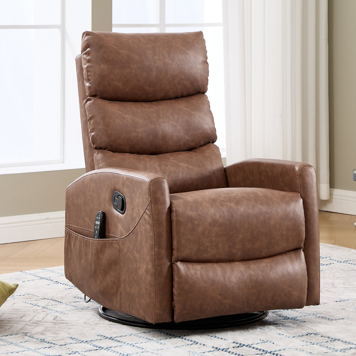 Heat Massage Manual Recliner Chair with Rocker and Swivel