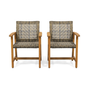 Outdoor Dining Chair Acacia Wood Frame (Set of 2)
