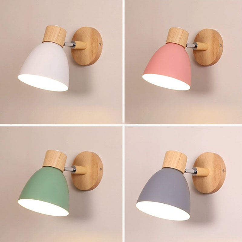 Modern Minimalist Wooden Cone Wall Sconce LED E27 Wall Light