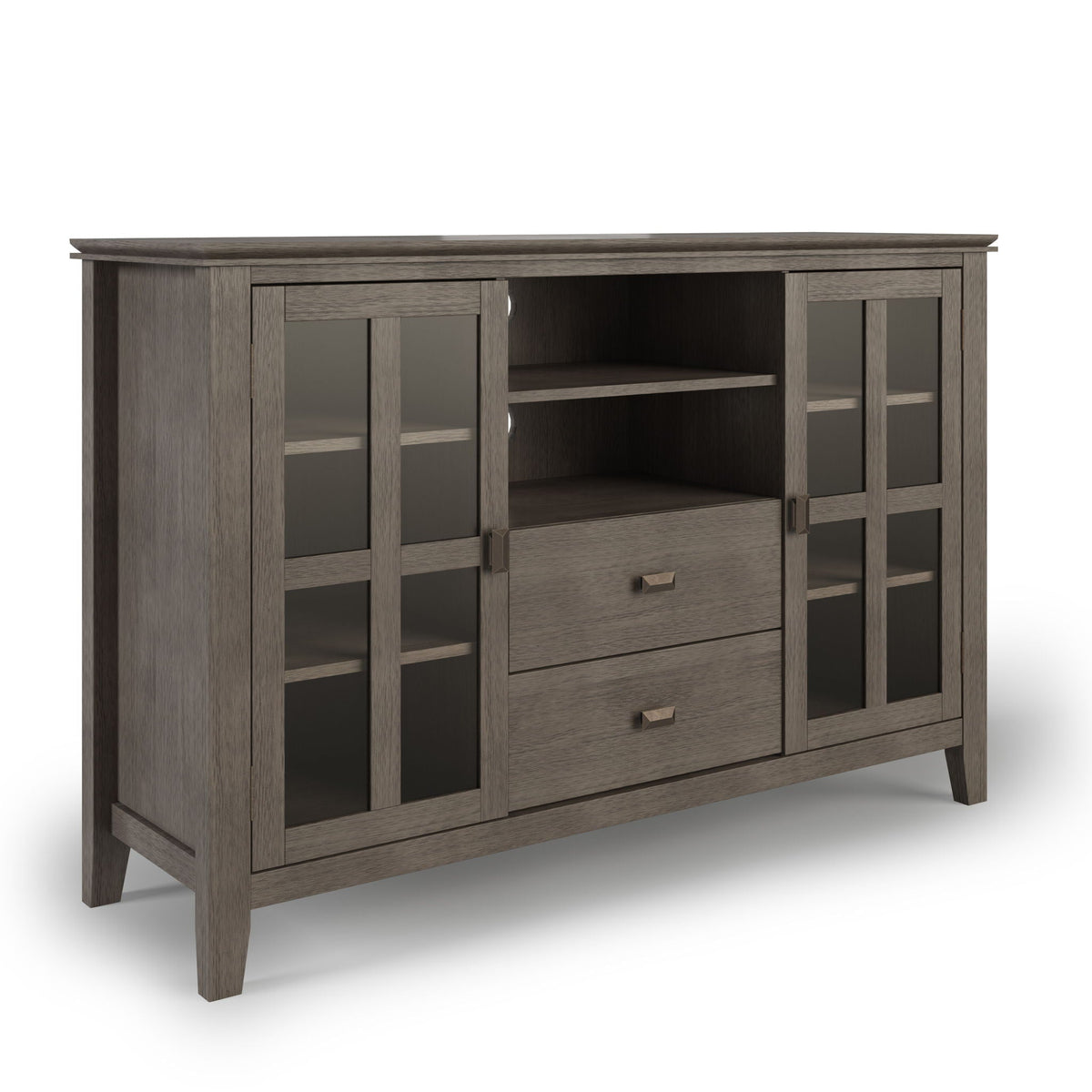 Handcrafted Tall TV Media Stand with Glass Doors and Storage - Multiple Colors