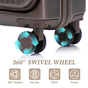 ABS Spinner Wheel Luggage Set with Cosmetic Case - Brown