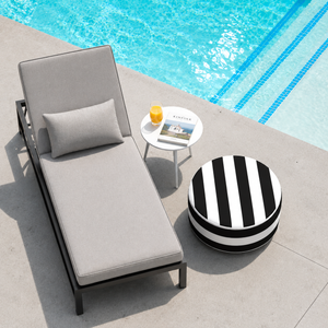 2 Pack Outdoor Inflatable Ottoman - Black/White Striped