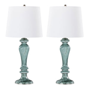 Windsor - Contemporary Table Lamp (Set of 2) - Clear Turquoise / Off White