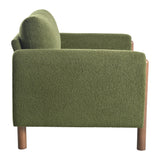 Upholstered Accent Chair with Walnut Legs and Curved Armrest
