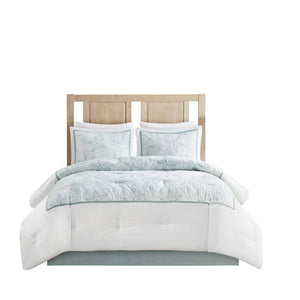 White King Comforter Set with Coastal Embroidery - 100% Cotton