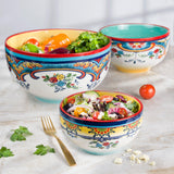 Zanzibar Hand-Painted Serving Bowl Trio