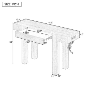 TREXM Rustic Minimalist Console Table with Hidden Drawer