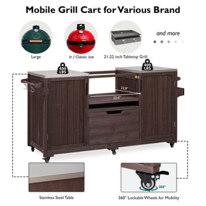 K&K 66.5' Outdoor Kitchen Island for Big Green Egg Grills
