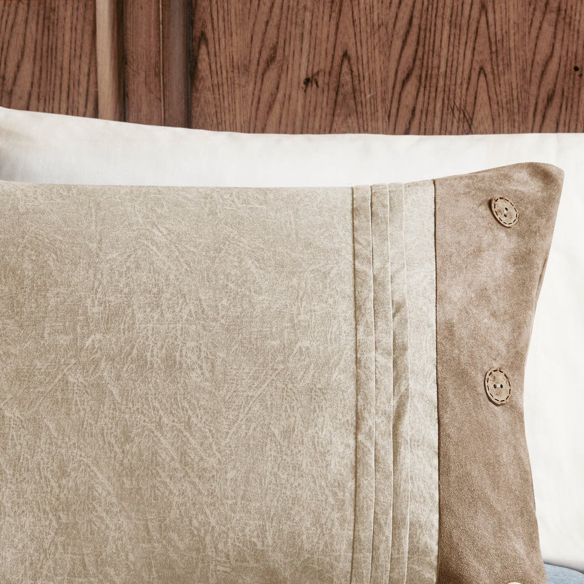Tan Faux Suede Comforter Set with Lodge Cabin Style - Queen