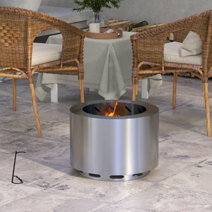 Smokeless Fire Pit 19" Portable Wood Burning Firepit with Poker