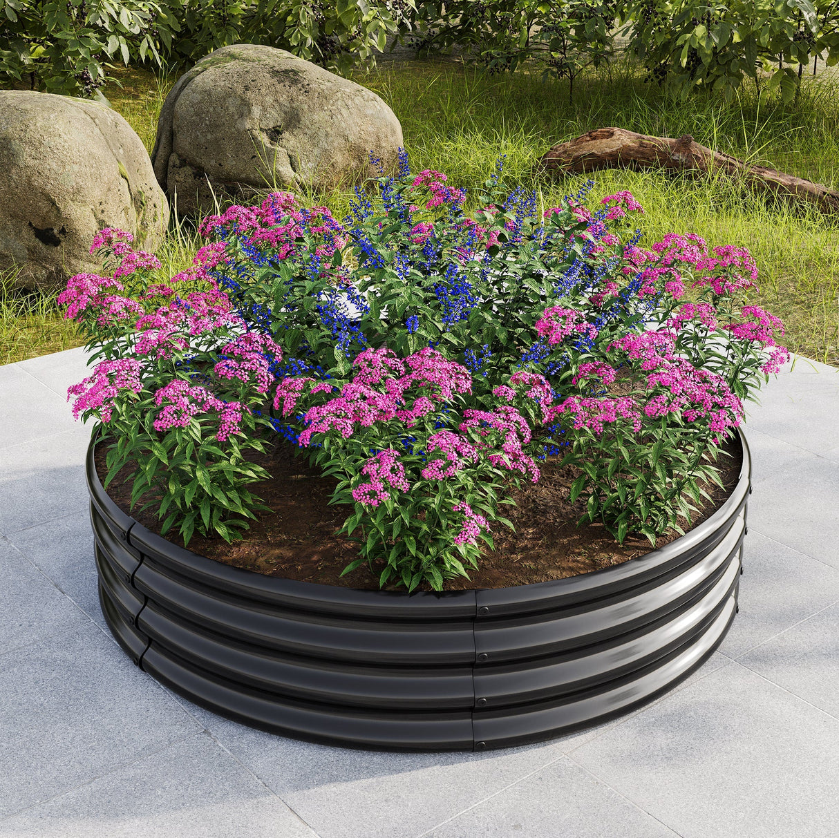 2PCS 47.24" Round Raised Garden Beds for Outdoor Gardening