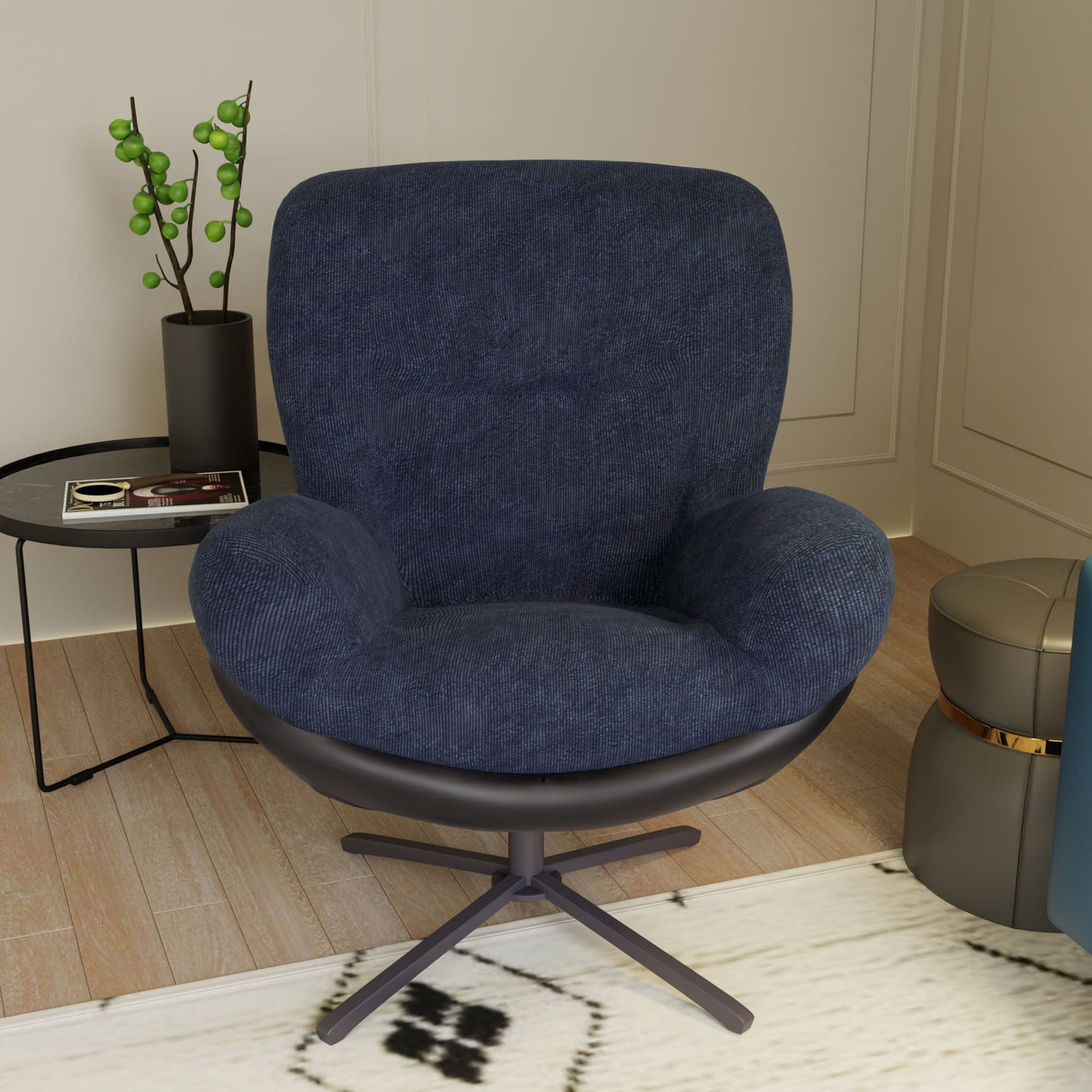 360° Swivel Office Chair, No Wheels