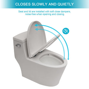 1 Piece Toilet With Soft Closing Seat - White
