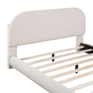 Upholstered Platform Bed With Thick Solid Frame And Stylish Curve-Shaped Design
