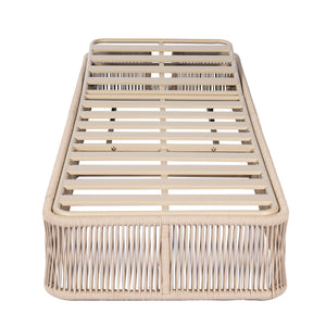 Beige and White Adjustable Sunlounge with Woven Rope Base