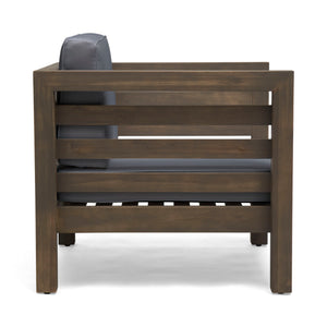 Outdoor Acacia Wood Patio Chair With Fabric Cushion