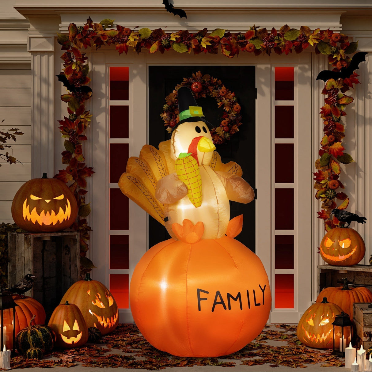 Inflatable Thanksgiving Turkey LED Display for Garden Indoor Outdoor