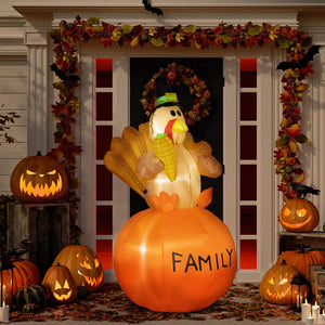 Inflatable Thanksgiving Turkey LED Display with Weather-Resistant Design - Multicolor