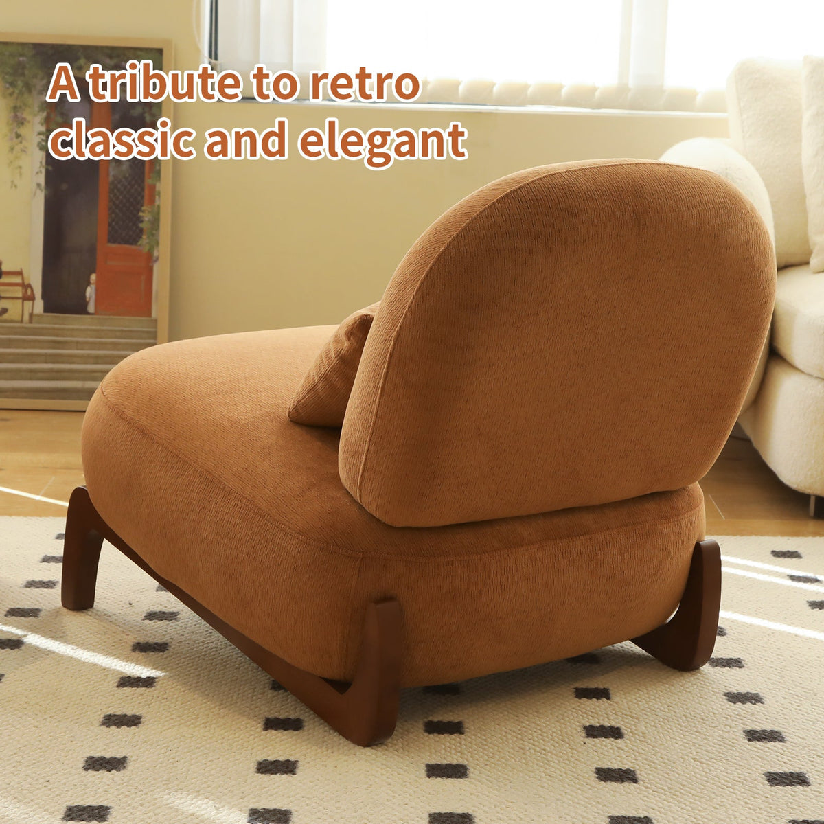 Cute Accent Chair with Solid Wood Legs