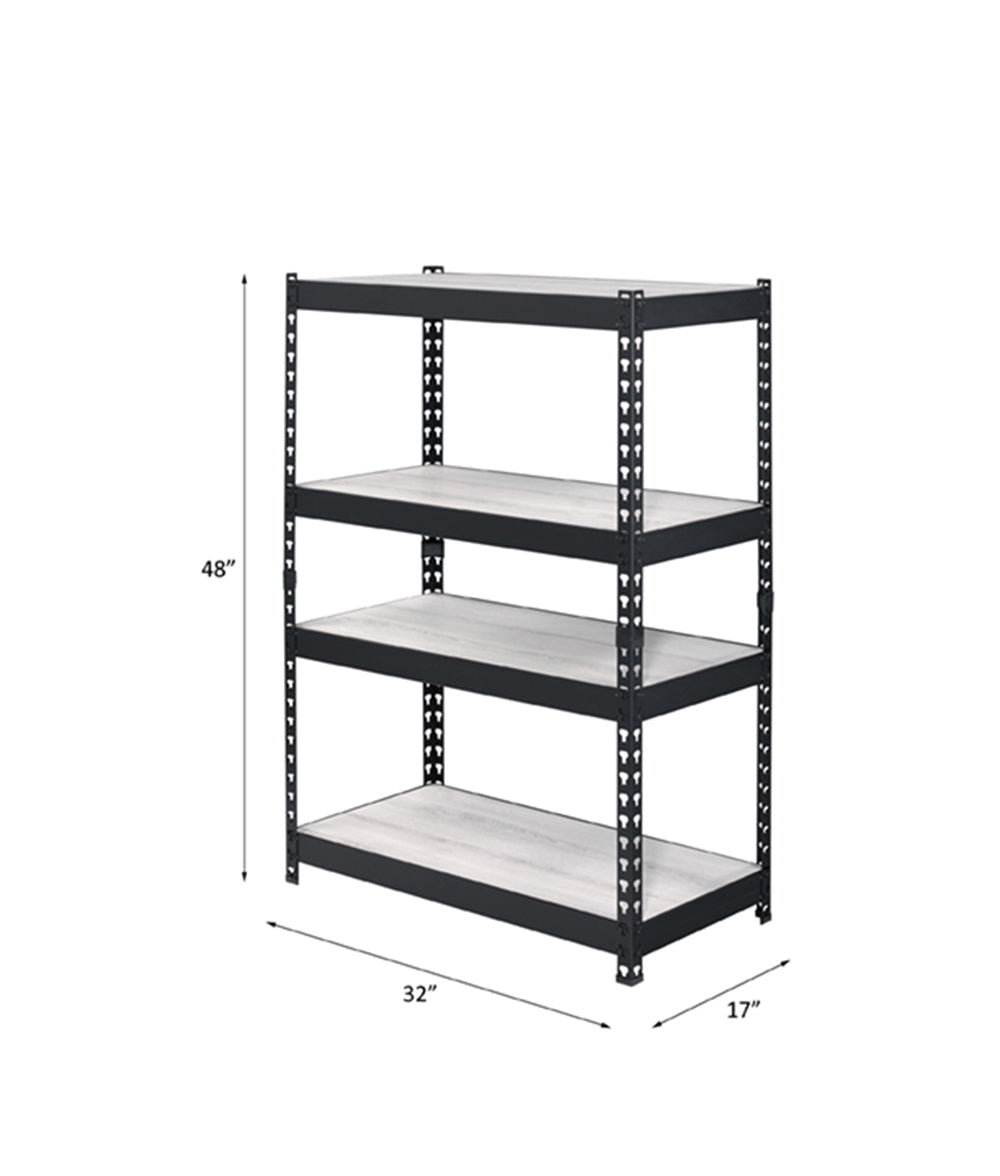 Industrial 4-Tier Bookcase with Adjustable Shelves - Metal & MDF