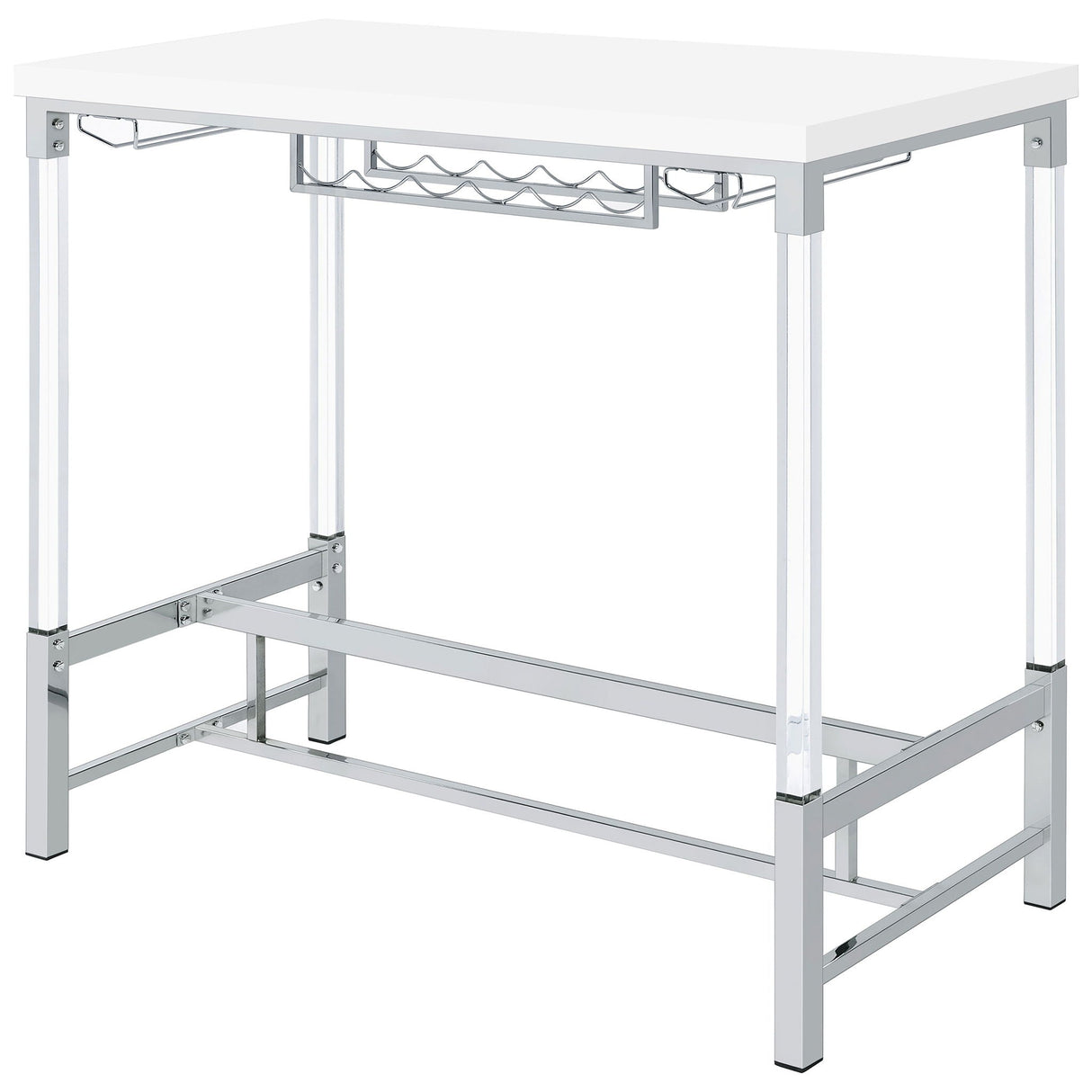 Tonneson - Bar Table With Trestle Base And Wine Storage - White